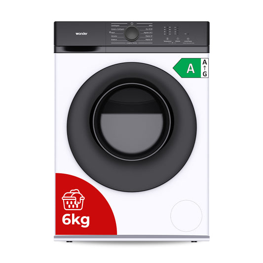 Lavadora C.Frontal Wonder Inverter 6 kg 1200 rpm Clase A. Blanco. Big Door. Display. Vapor